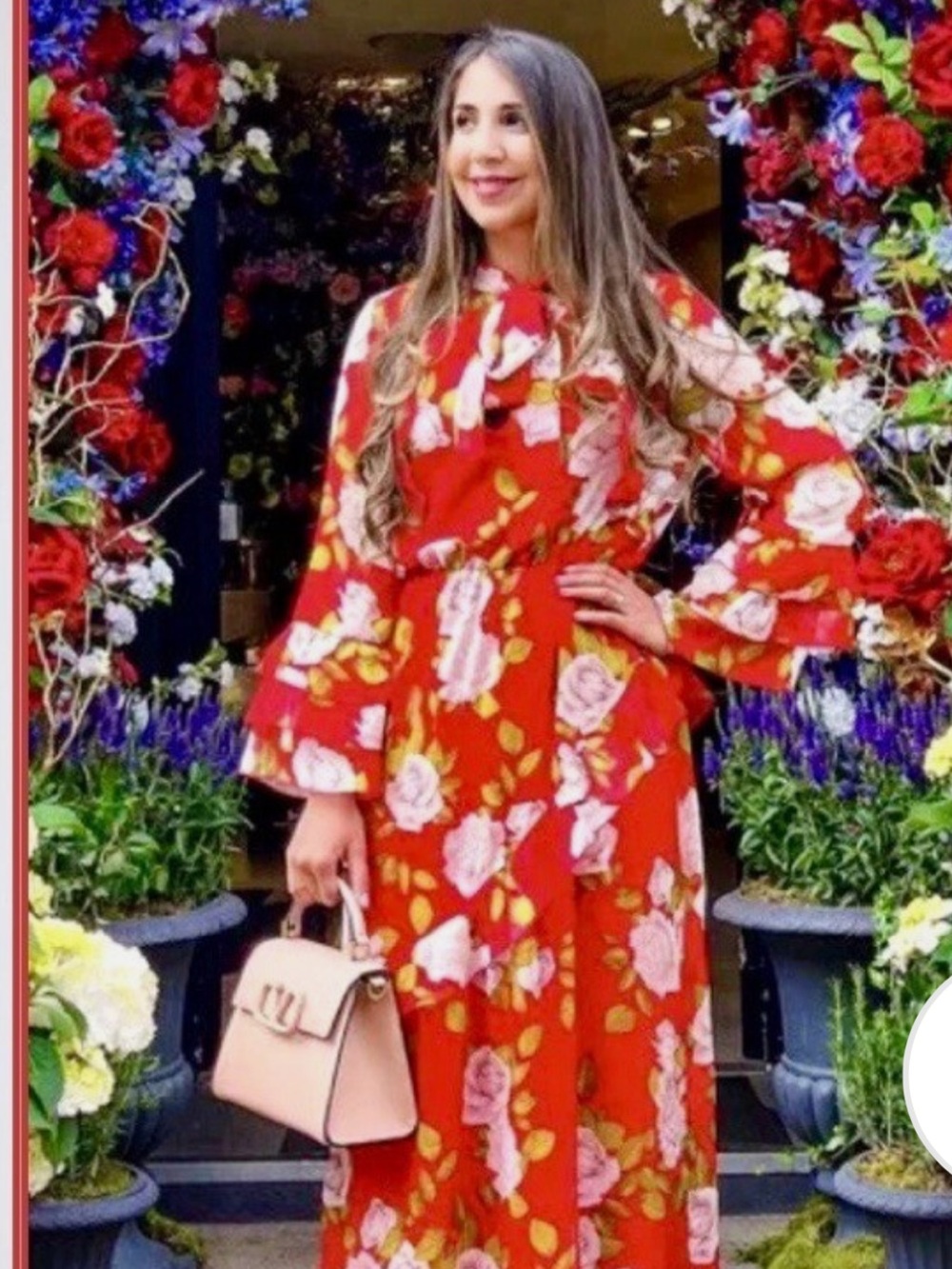 NWT retail $80.90 size XL #ZARA red floral print ruffled midi dress.